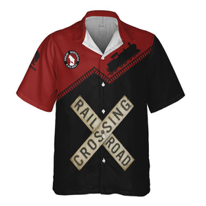 Railspirit Personalized Great Northern Railway Hawaiian Shirt Railroad Crossing Printed Train Track Shirt
