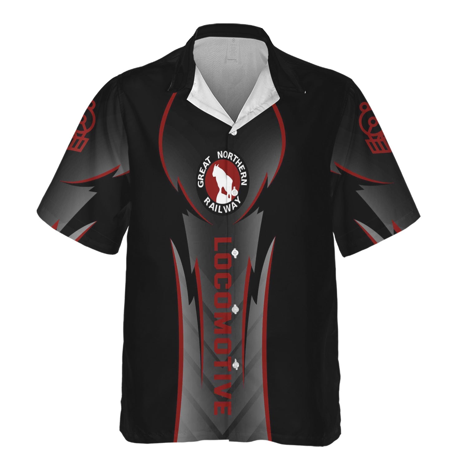 Railspirit Personalized Great Northern Railway Hawaiian Shirt Striking Line Style GNR Train Shirt For Locomotive Lovers
