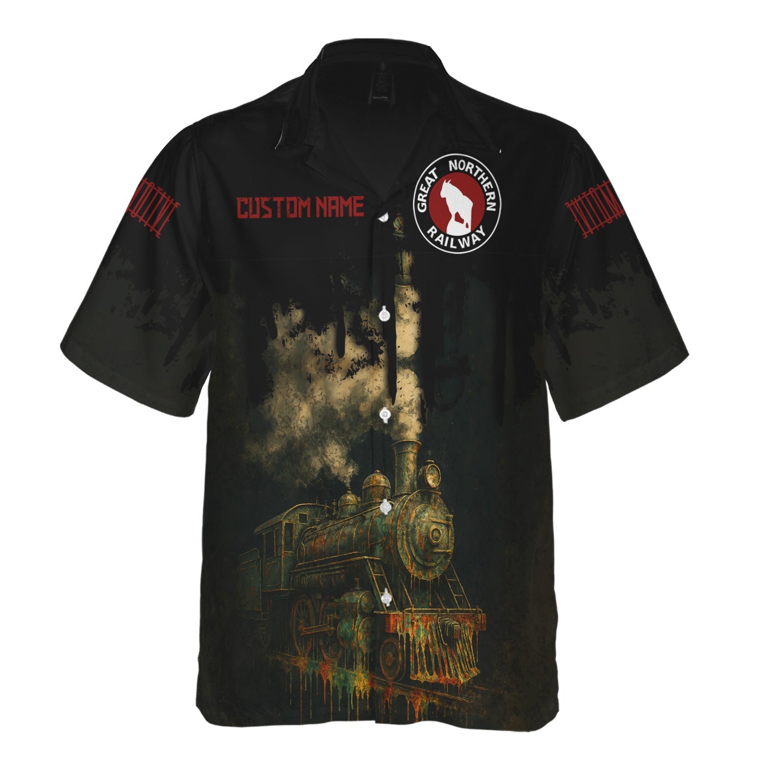 Railspirit Personalized Great Northern Railway Hawaiian Shirt Vintage Train Art Style GNR Shirt For Locomotive Fans