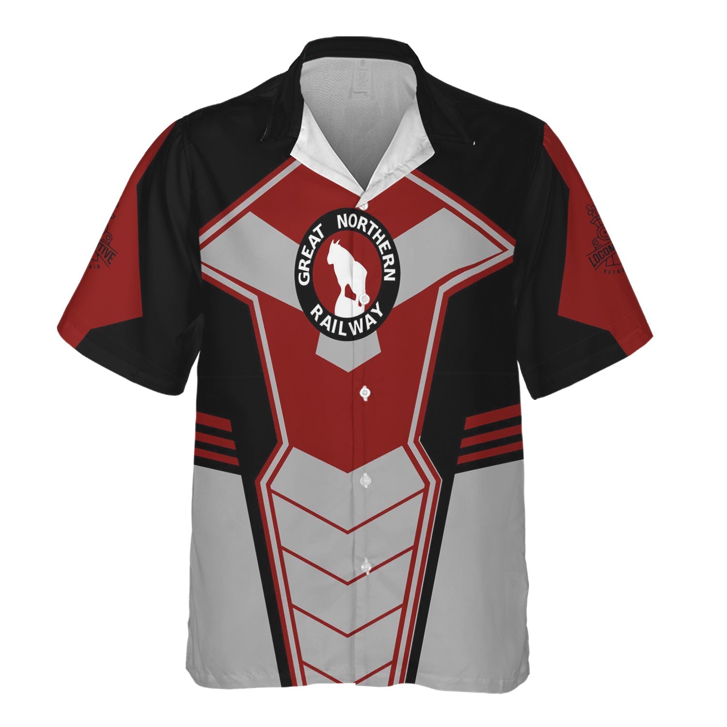 Railspirit Personalized Great Northern Railway Hawaiian Shirt Engine-Inspired Style GNR Train Shirt for Railroad Fanatic
