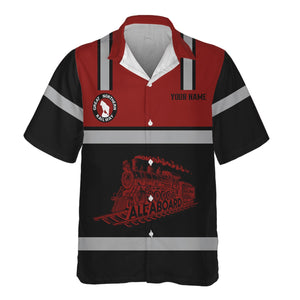 Railspirit Custom Name Great Northern Railway Hawaiian Shirt Eat Train Sleep Repeat GNR Printed Train Shirt