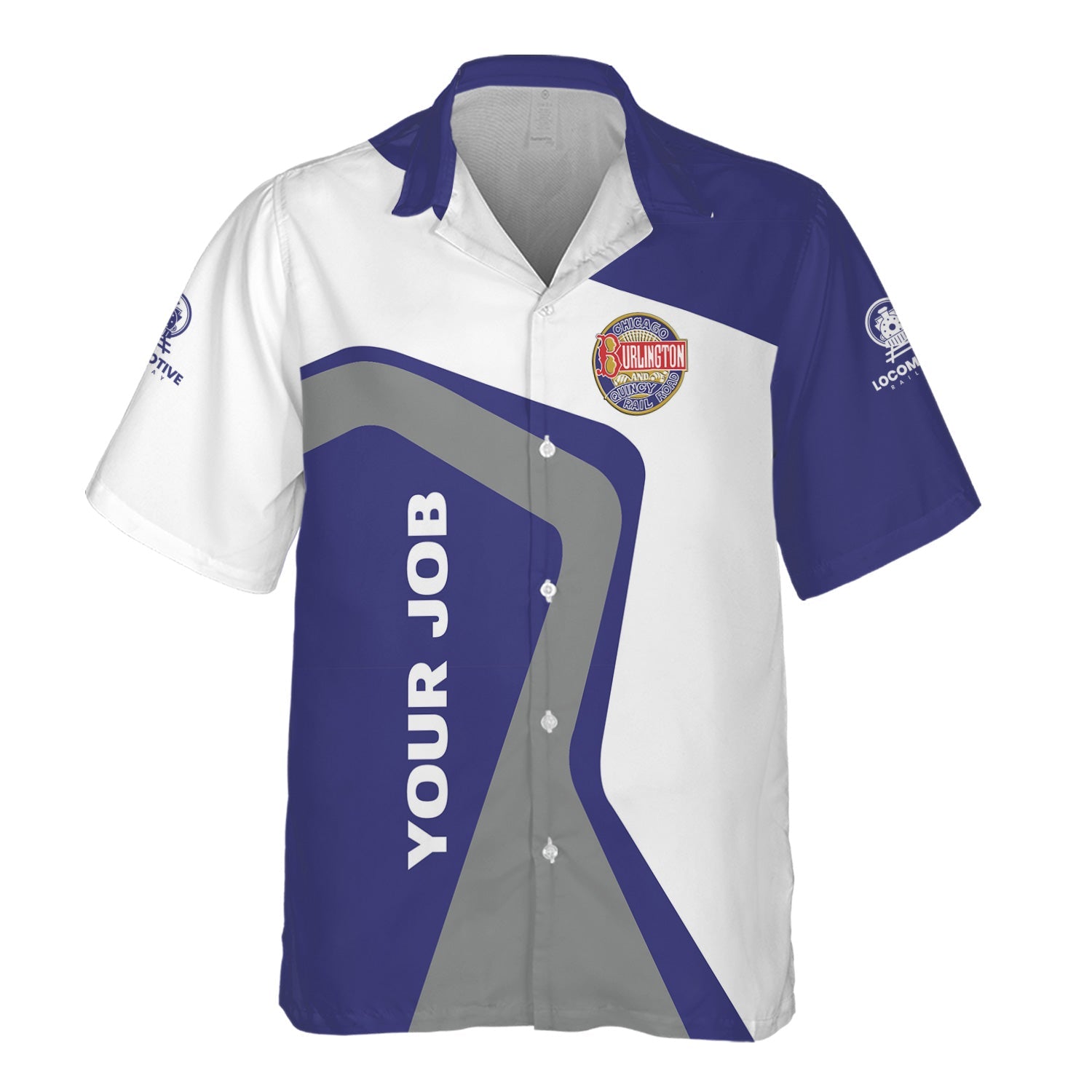 Railspirit Personalized Chicago, Burlington and Quincy Railroad Hawaiian Shirt Unique Design with Custom Job Position Train Shirt