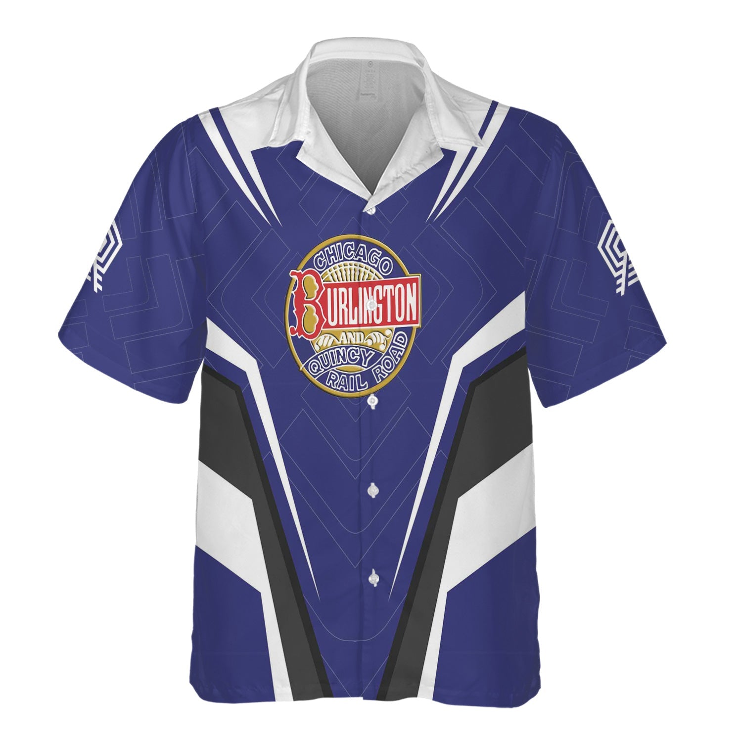 Railspirit Personalized Chicago, Burlington and Quincy Railroad Hawaiian Shirt Railway Inspired Apparel Train Shirt For Train Lovers