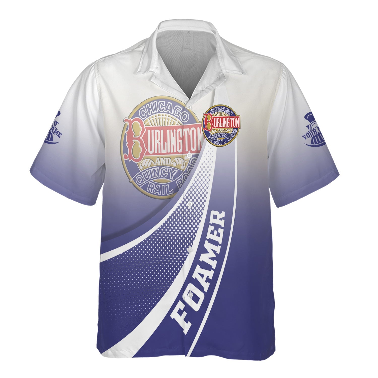 Railspirit Personalized Chicago, Burlington and Quincy Railroad Hawaiian Shirt Railway-Themed Style Shirt Gift Idea For Trainspotter