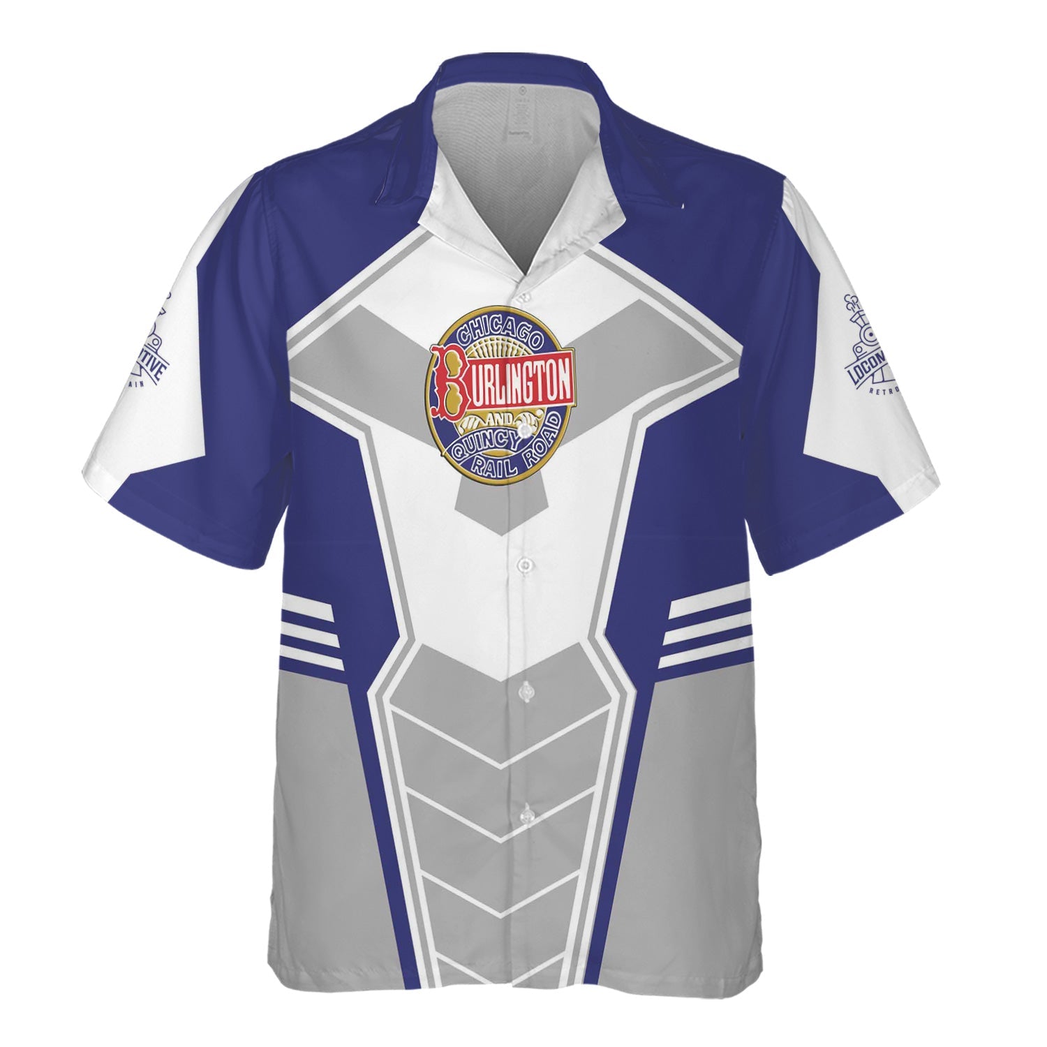 Railspirit Personalized Chicago, Burlington and Quincy Railroad Hawaiian Shirt Engine-Inspired Style Train Shirt for Railroad Fanatic