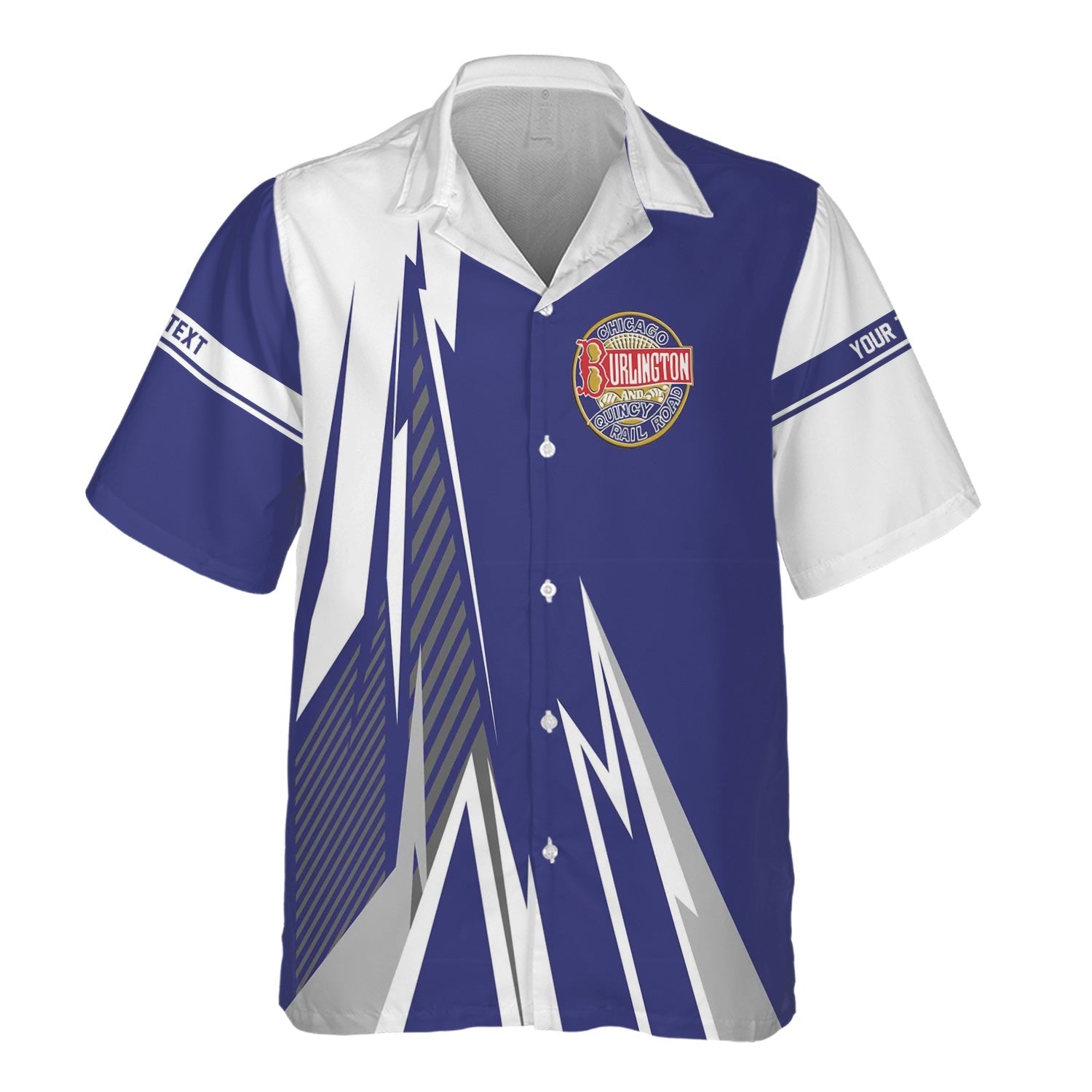 Railspirit Personalized Chicago, Burlington and Quincy Railroad Hawaiian Shirt Lightning-Inspired Railway Style Shirt For Train Lovers