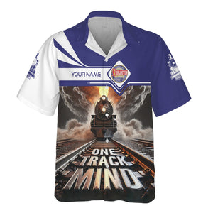 Railspirit Personalized Chicago, Burlington and Quincy Railroad Hawaiian Shirt One Track Mind Train Printed Shirt