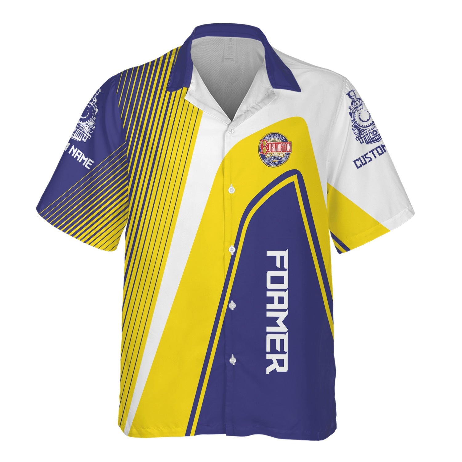 Railspirit Personalized Chicago, Burlington and Quincy Railroad Hawaiian Shirt Vibrant Striking Style Shirt For Rail Enthusiasts