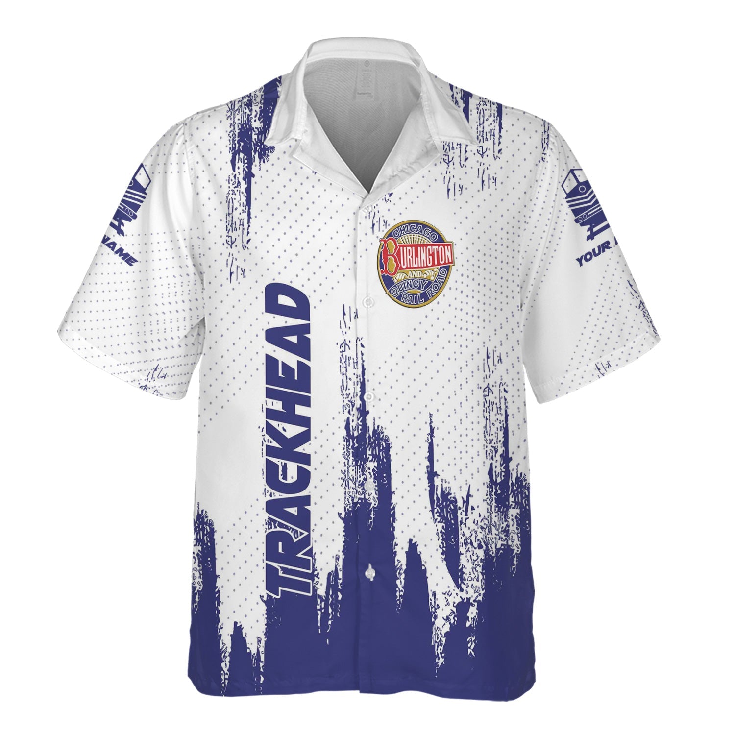 Railspirit Personalized Chicago, Burlington and Quincy Railroad Hawaiian Shirt Paint Impact Design Train Shirt for Trackhead