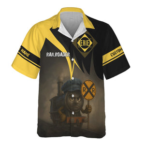 Railspirit Personalized Erie Railroad Hawaiian Shirt Angry Train Hawaiian Shirt Gift Idea For Train Lover