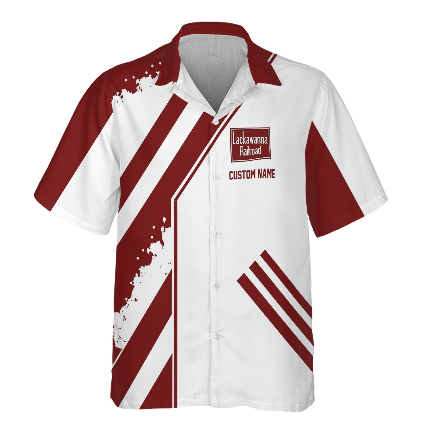 Railspirit Personalized Delaware, Lackawanna and Western Railroad Hawaiian Shirt Locomotive Design DL&W Train Shirt for Train Enthusiast