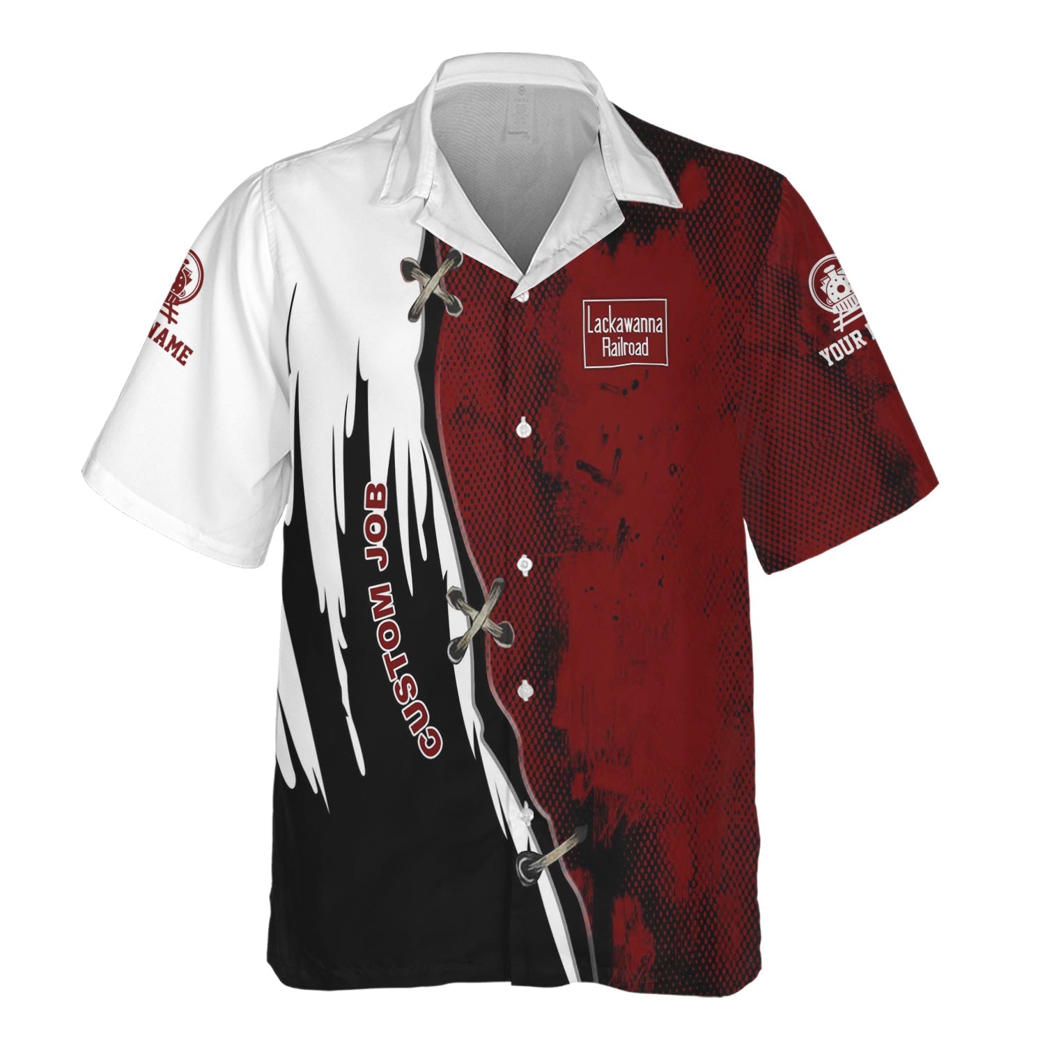 Railspirit Personalized Delaware, Lackawanna and Western Railroad Hawaiian Shirt Retro Stitches Design with Custom Position DL&W Train Shirt