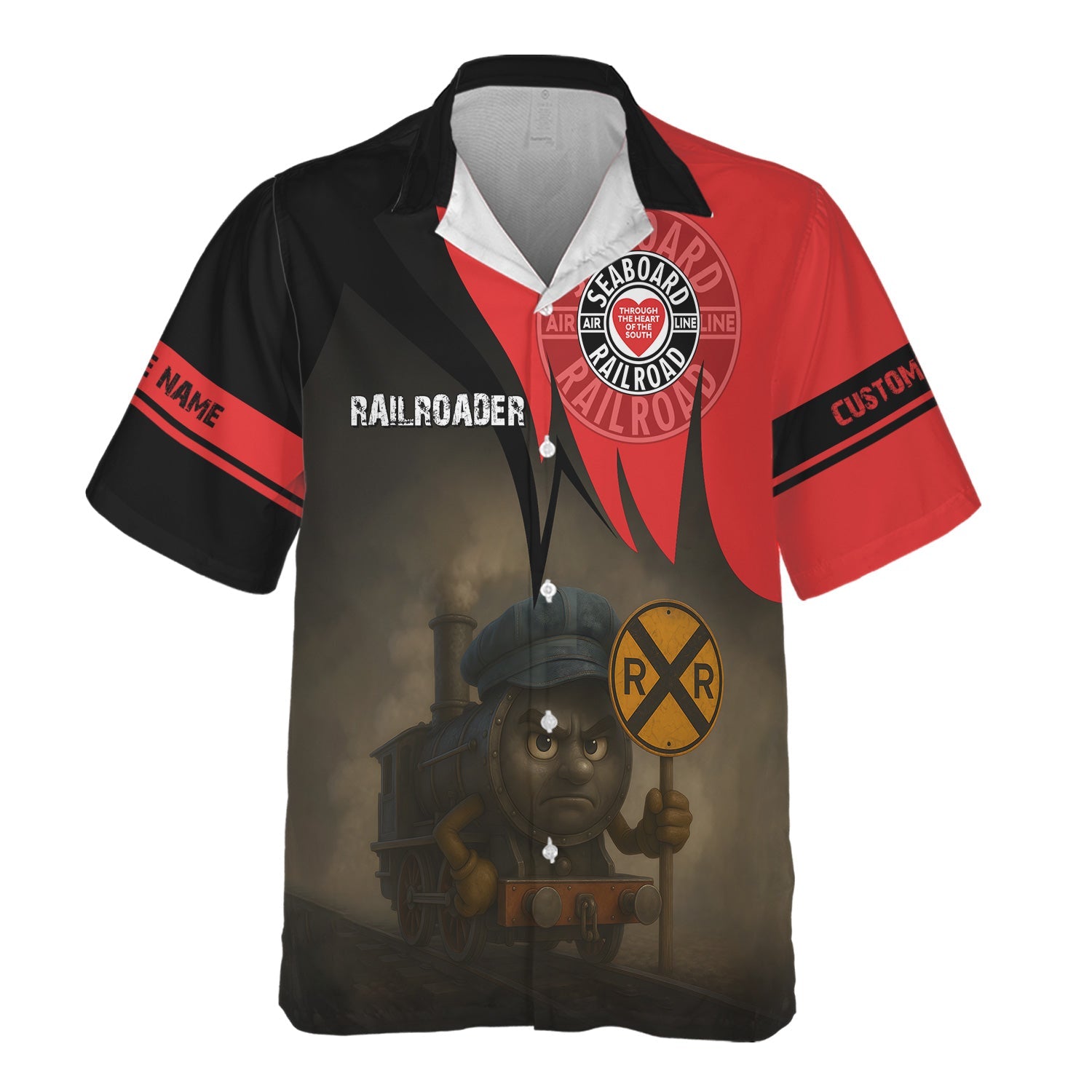 Railspirit Personalized Seaboard Air Line Railroad Hawaiian Shirt Angry Train Hawaiian Shirt Gift Idea For Train Lover