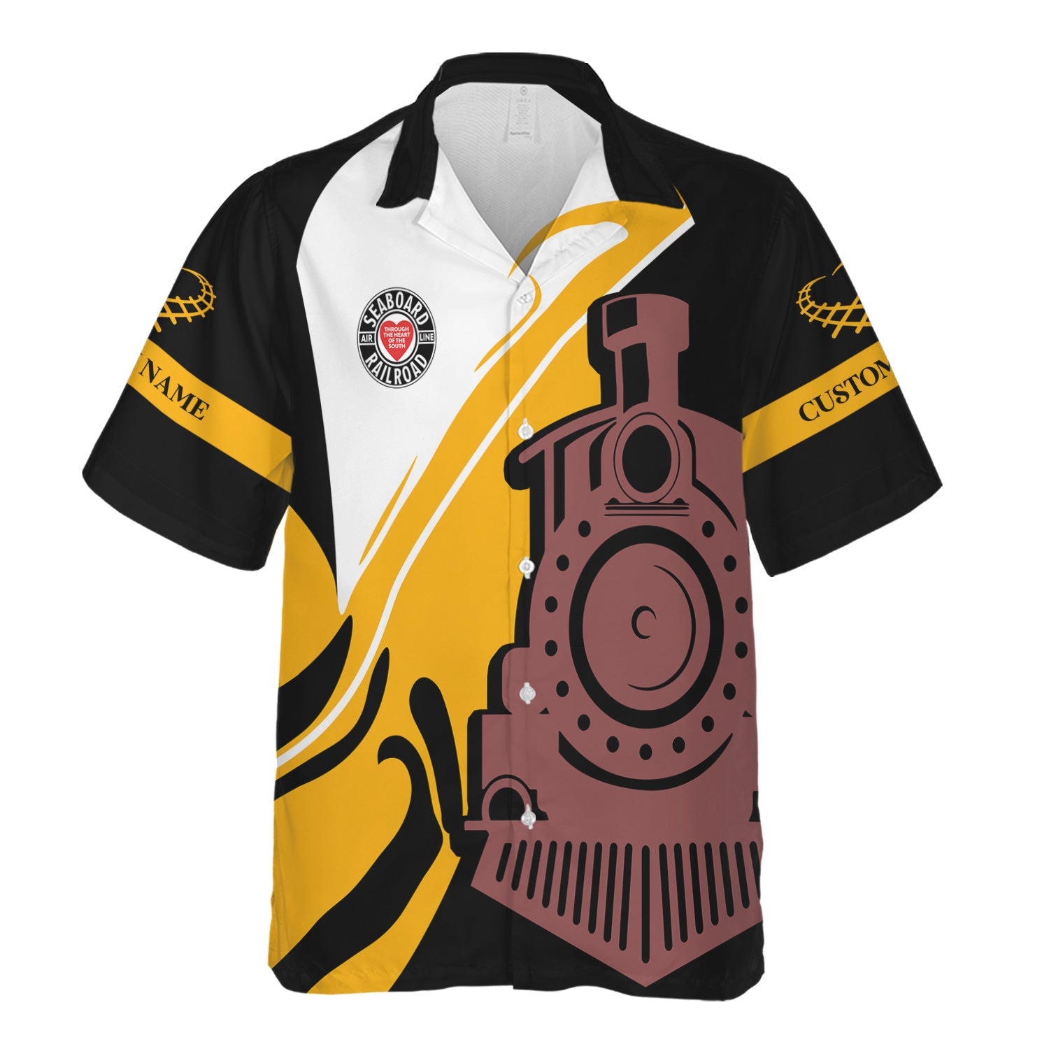 Railspirit Personalized Seaboard Air Line Railroad Hawaiian Shirt Flame-Inspired Style Shirt Gift Idea For Train Lovers
