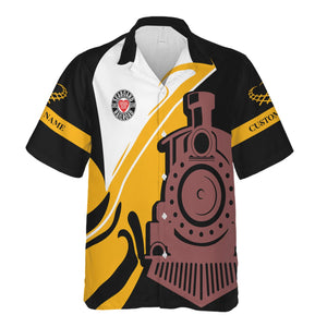 Railspirit Personalized Seaboard Air Line Railroad Hawaiian Shirt Flame-Inspired Style Shirt Gift Idea For Train Lovers