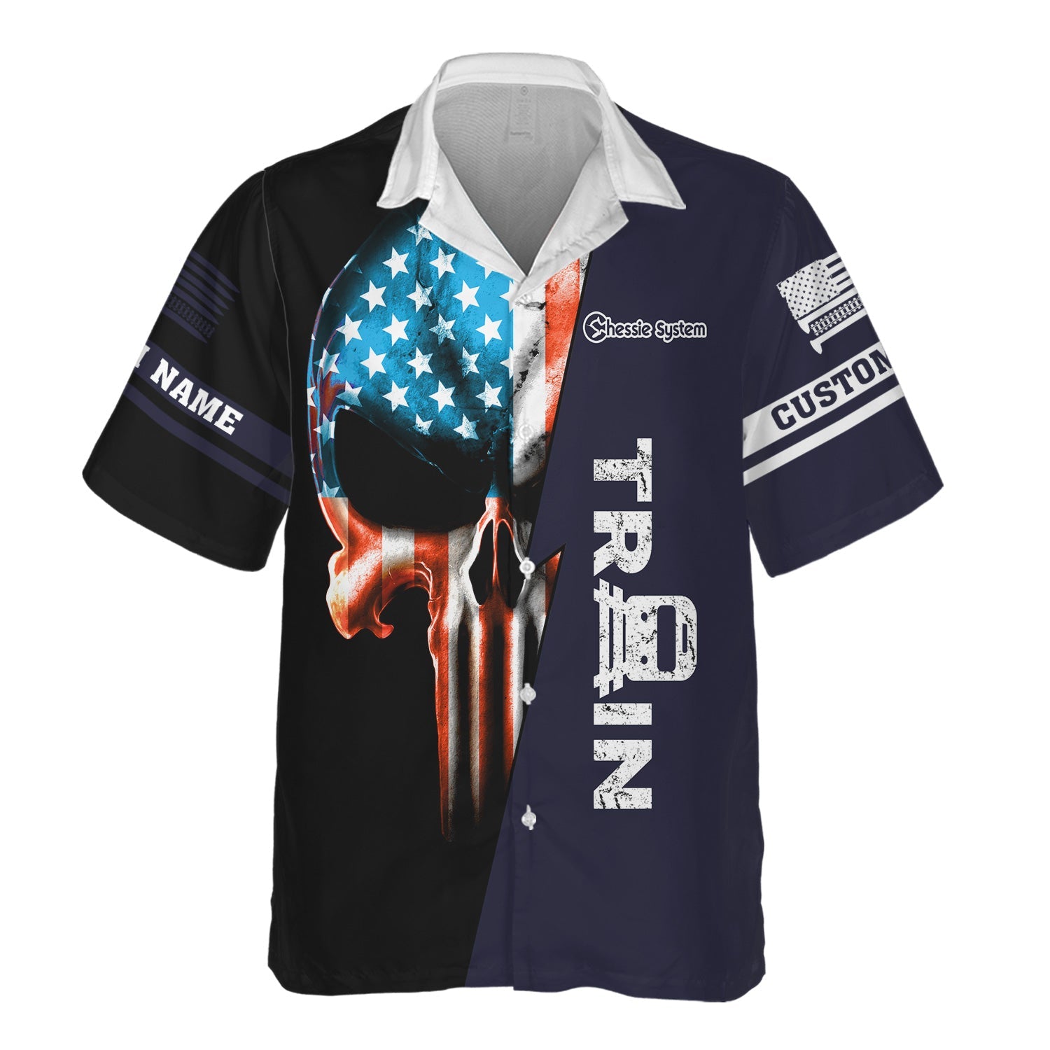 Railspirit Personalized Chessie System Railroad Hawaiian Shirt Train Skull American Flag Shirt All Over Print