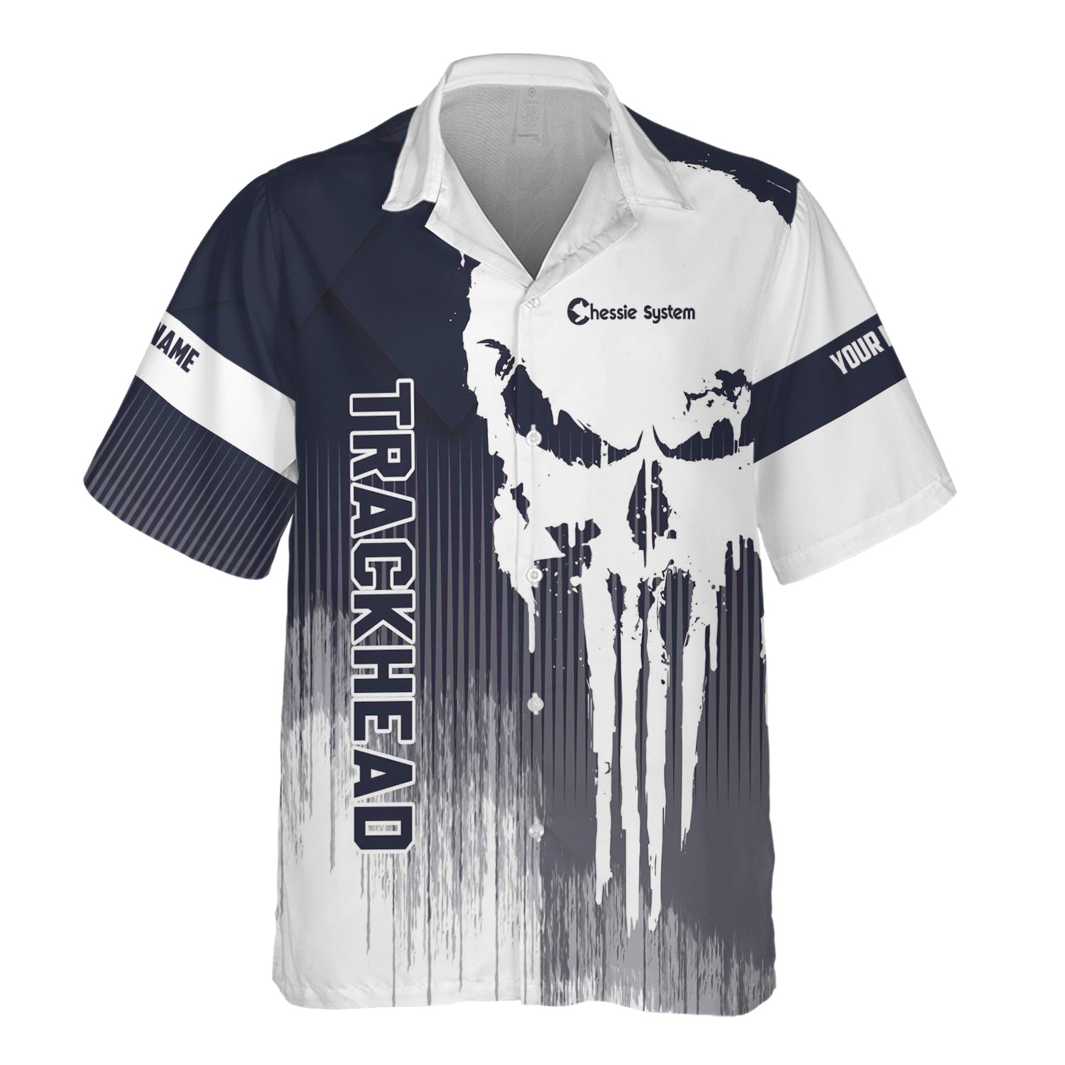 Railspirit Personalized Chessie System Railroad Hawaiian Shirt Skull Design with Custom Job Train Shirt for Trackhead Crew