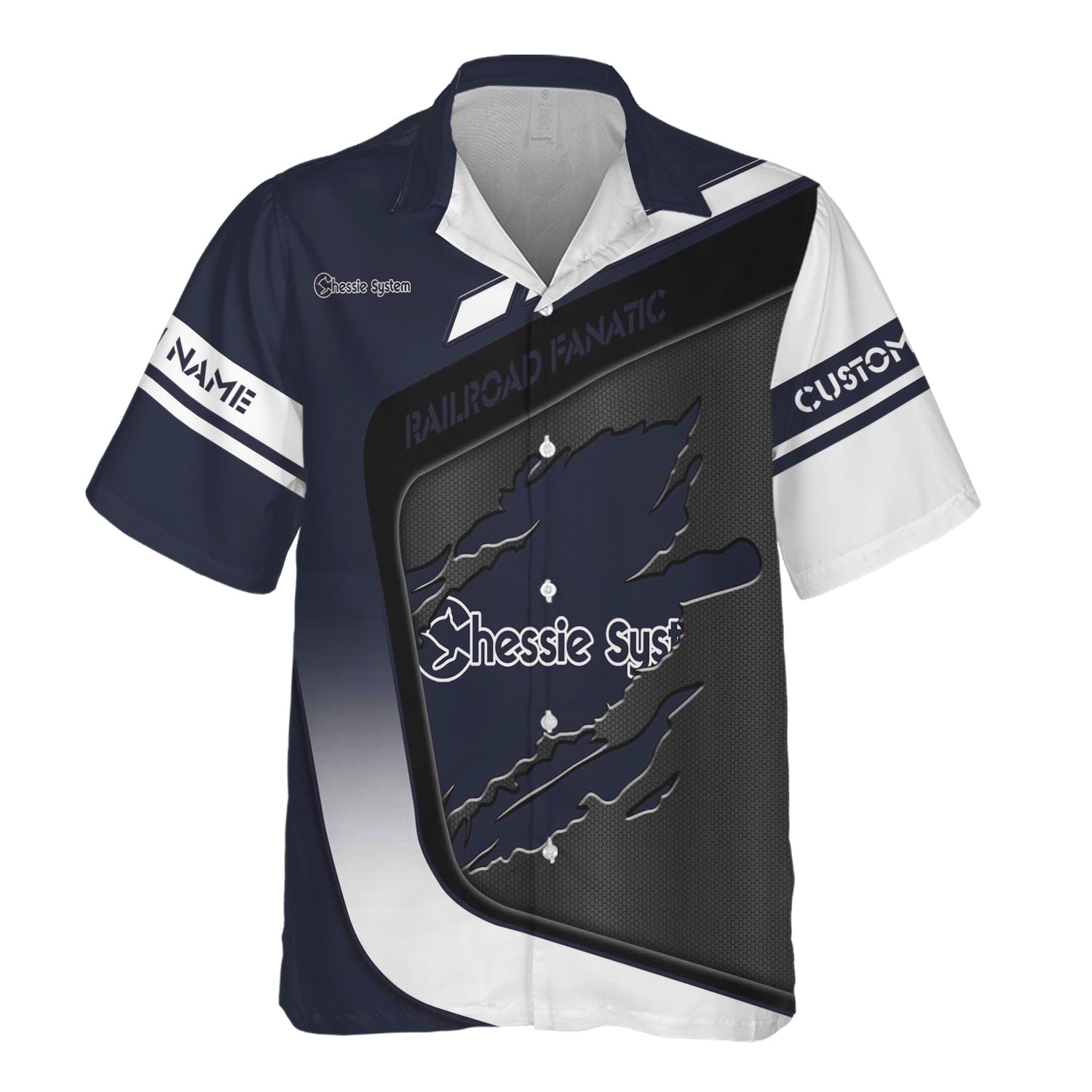 Railspirit Personalized Chessie System Railroad Hawaiian Shirt Ripped Texture Style Train Shirt For Railroad Fanatic
