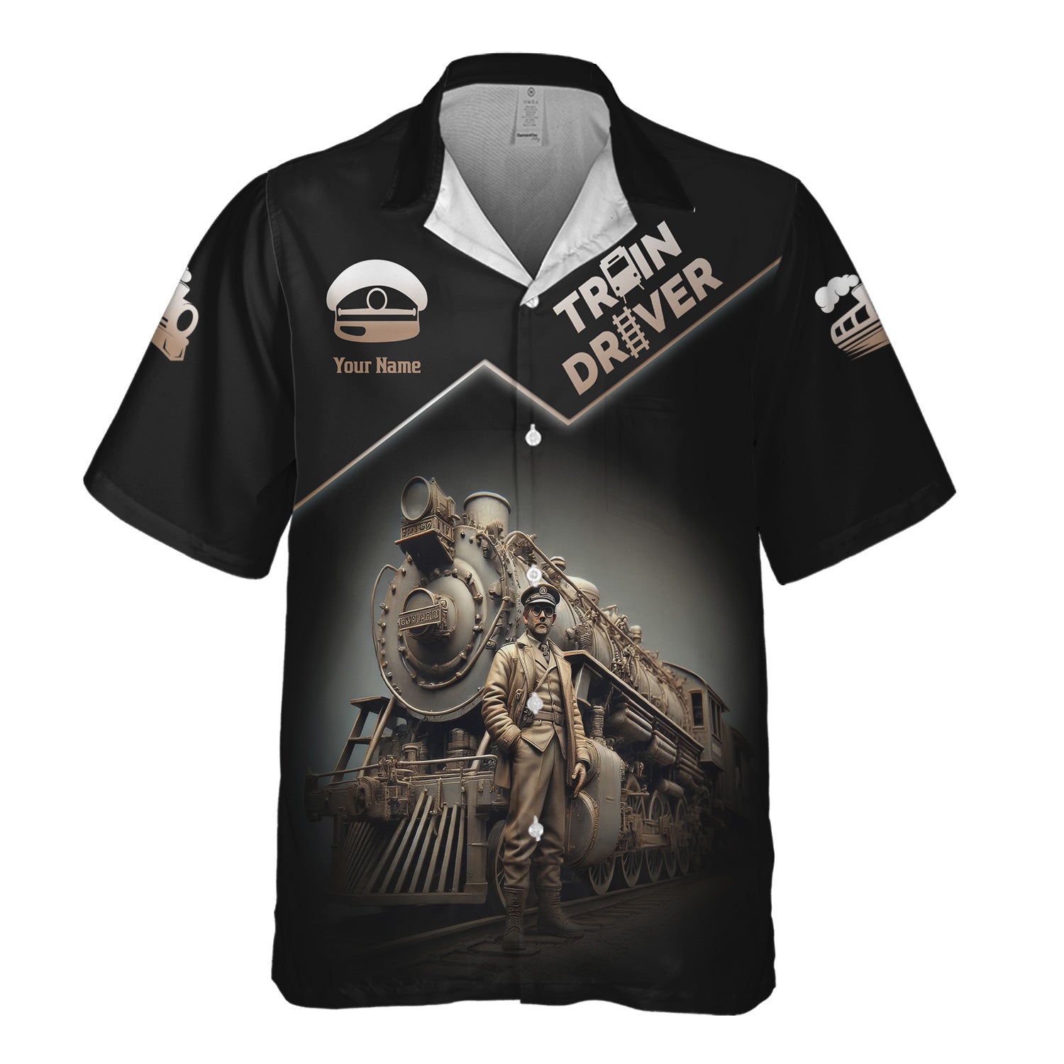 Railspirit Personalized Vintage Steam Train Driver Hawaiian Shirt ��� Railroad Gift for Train Lovers
