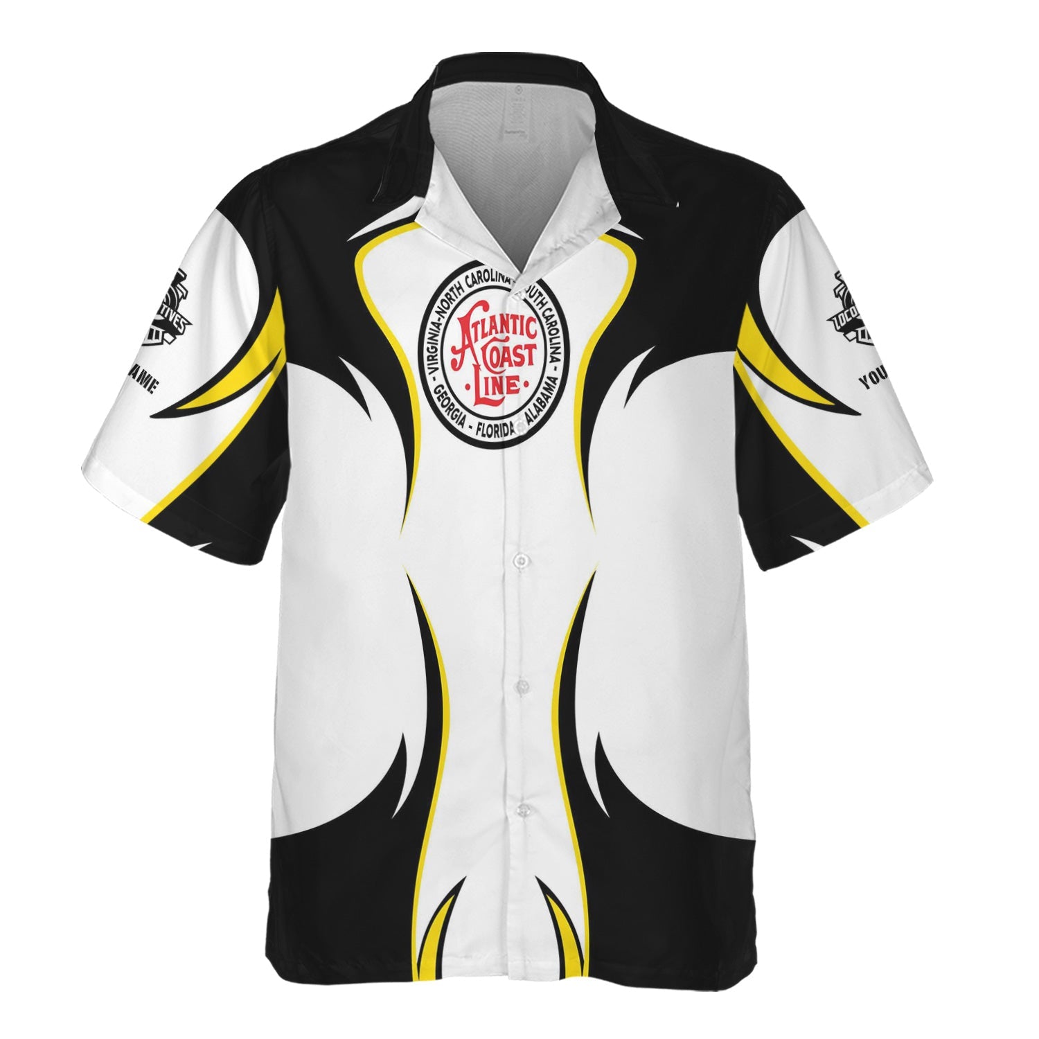 Railspirit Personalized Atlantic Coast Line Railroad Hawaiian Shirt Distinctive Flame Style Shirt For Steam Engine Addict