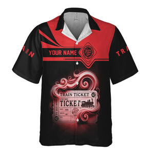 Railspirit Personalized Atlantic Coast Line Railroad Hawaiian Shirt Train Ticket  American Locomotive Printed Train