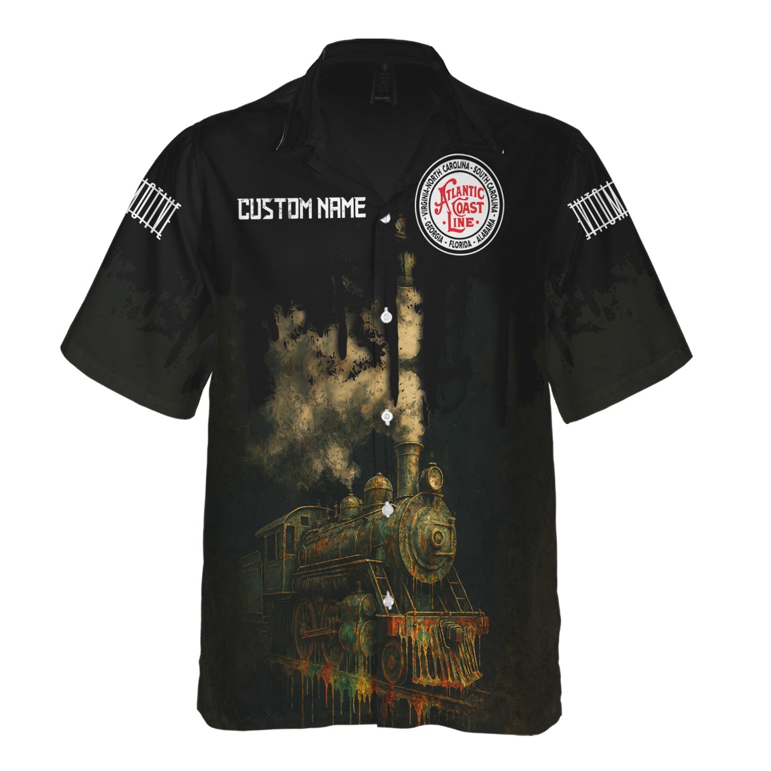 Railspirit Personalized Atlantic Coast Line Railroad Hawaiian Shirt Vintage Train Art Style Shirt For Locomotive Fans