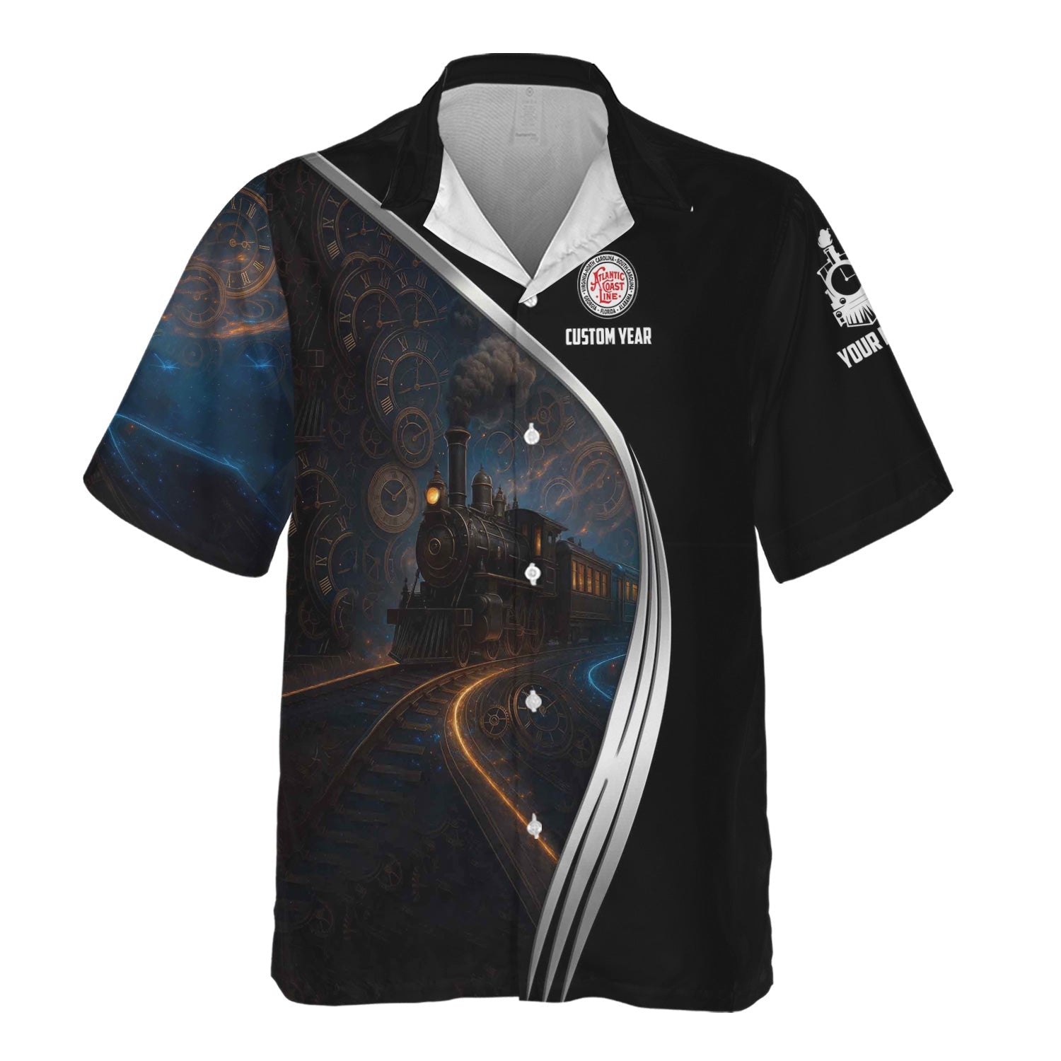 Railspirit Personalized Atlantic Coast Line Railroad Hawaiian Shirt Steampunk Locomotive with Custom Year Train Shirt