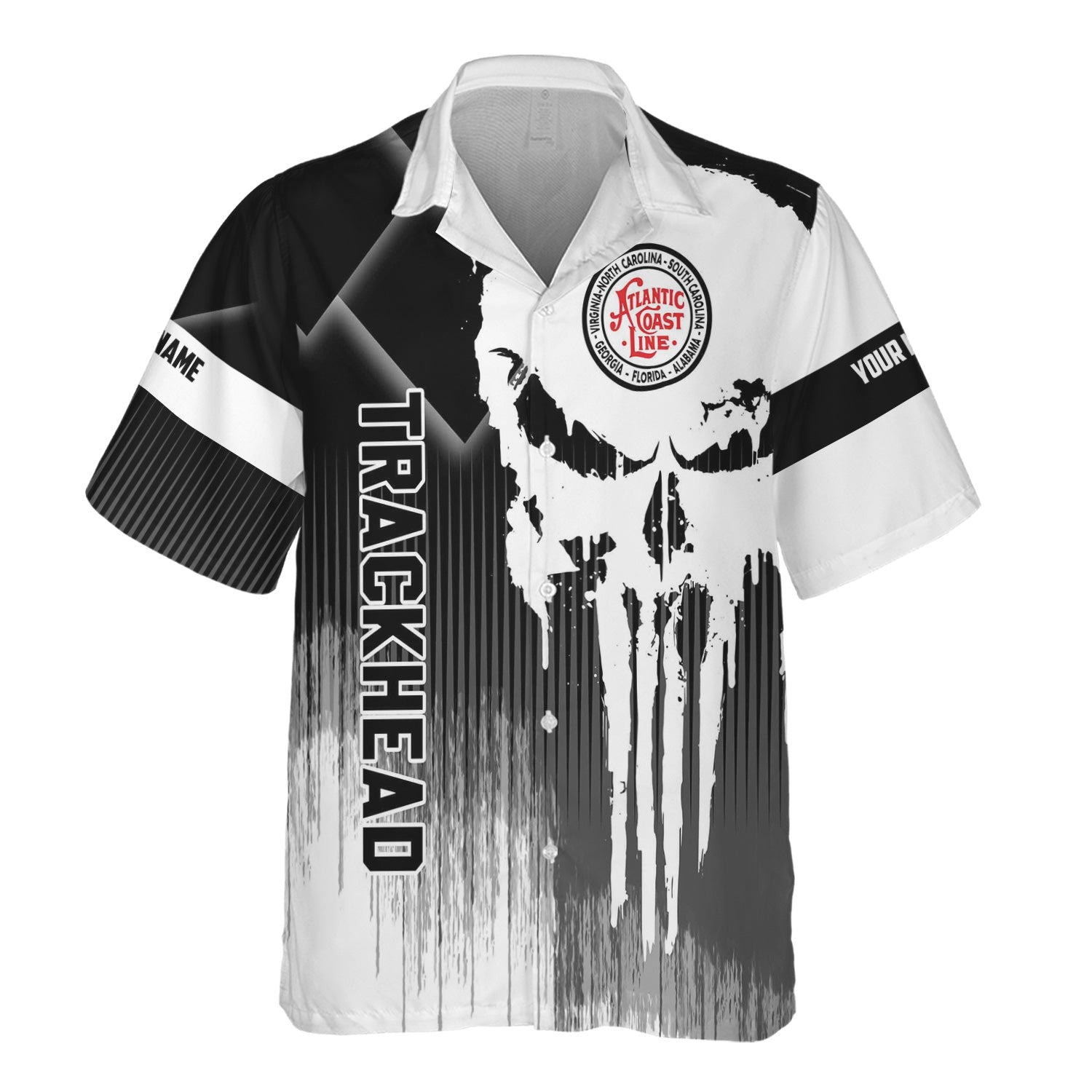 Railspirit Personalized Atlantic Coast Line Railroad Hawaiian Shirt Skull Design with Custom Job Train Shirt for Trackhead Crew