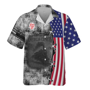 Railspirit Personalized Atlantic Coast Line Railroad Hawaiian Shirt Retro American Express Train With USA Flag Shirt