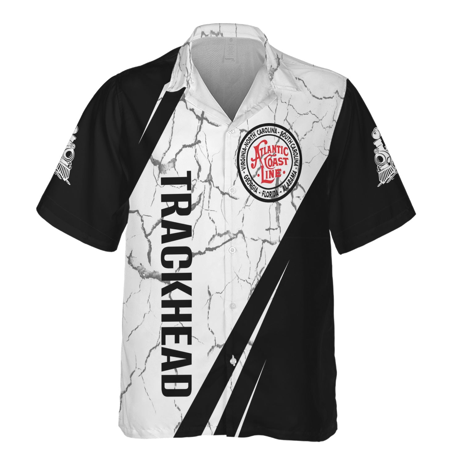 Railspirit Personalized Atlantic Coast Line Railroad Hawaiian Shirt Crackle Texture Style Shirt For Trackhead