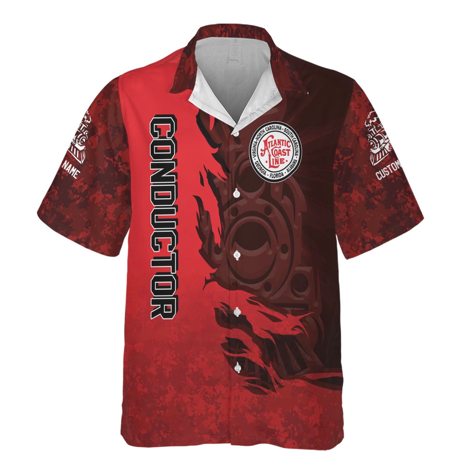 Railspirit Personalized Atlantic Coast Line Railroad Hawaiian Shirt Blazing Style with Custom Position Train Shirt