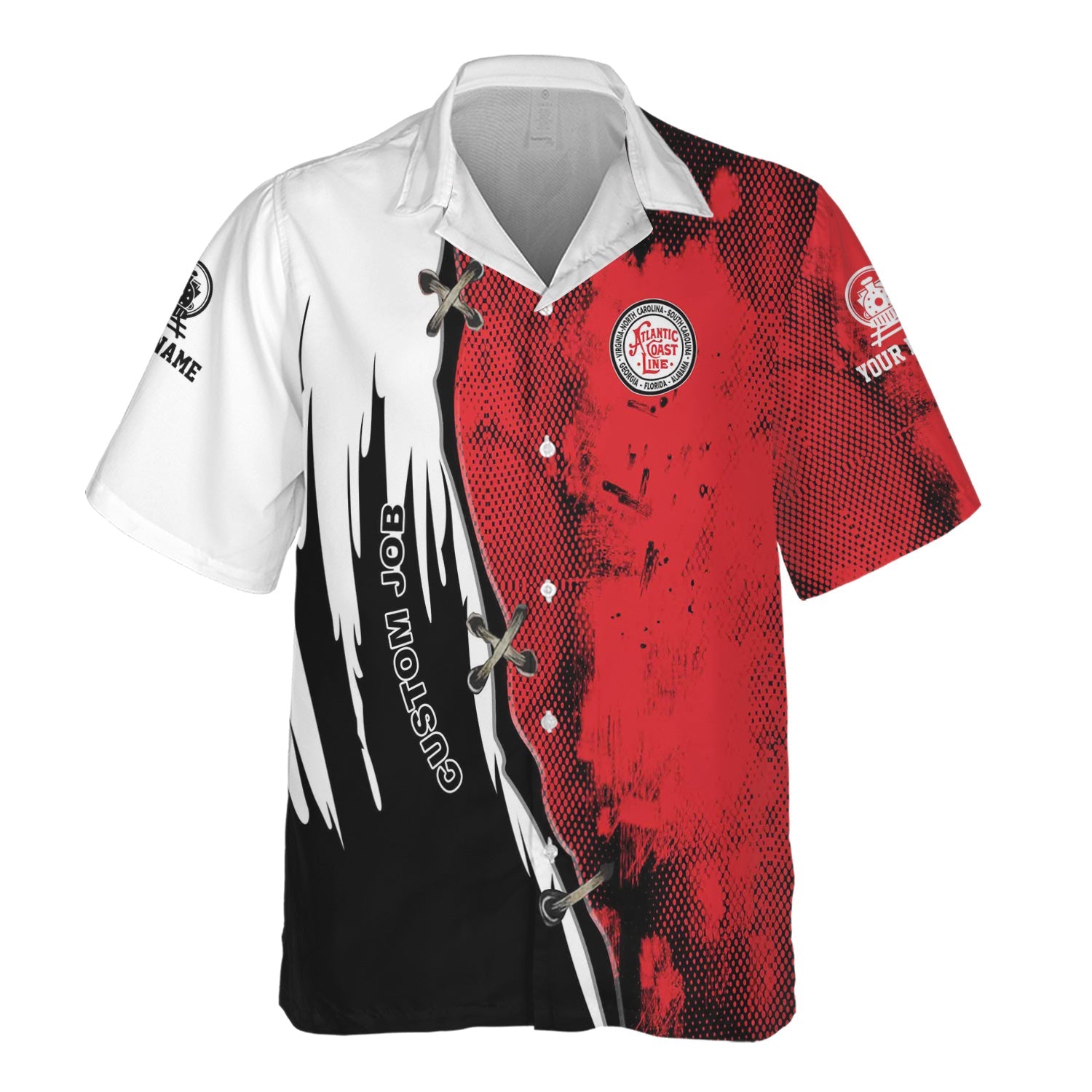 Railspirit Personalized Atlantic Coast Line Railroad Hawaiian Shirt Retro Stitches Design with Custom Position Train Shirt