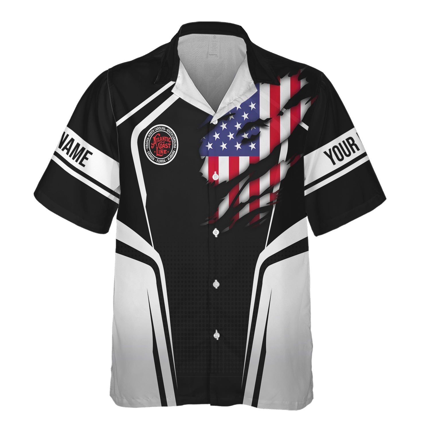 Railspirit Personalized Atlantic Coast Line Railroad Hawaiian Shirt American Eagle Vintage Train Shirt