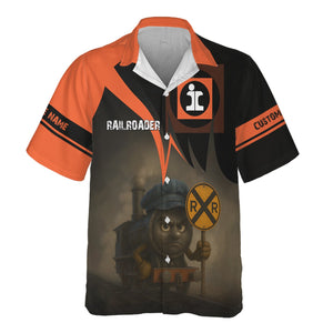 Railspirit Personalized Illinois Central Railroad Hawaiian Shirt Angry Train Hawaiian Shirt Gift Idea For Train Lover