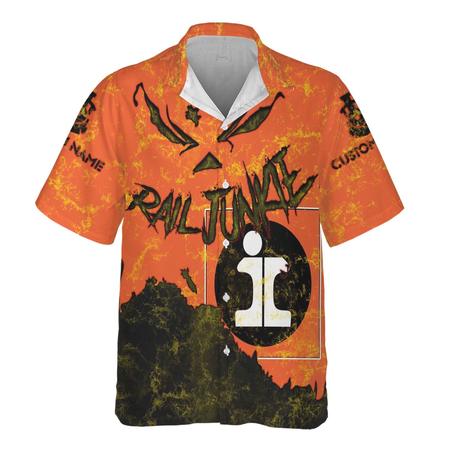 Railspirit Personalized Illinois Central Railroad Hawaiian Shirt Torn Graphic Style Train Shirt For Rail Junkie