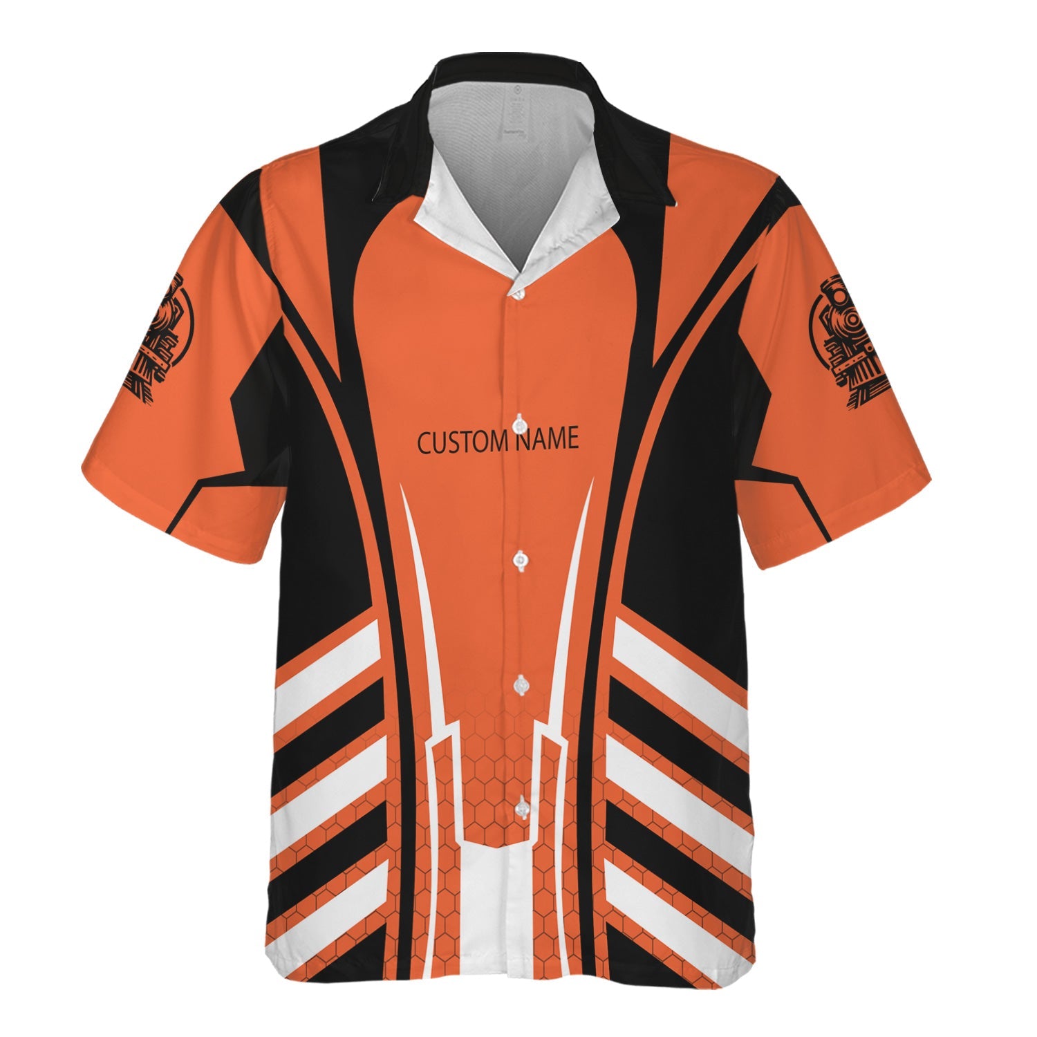 Railspirit Personalized Illinois Central Railroad Hawaiian Shirt Striped Railroad Style Train Shirt All Over Print