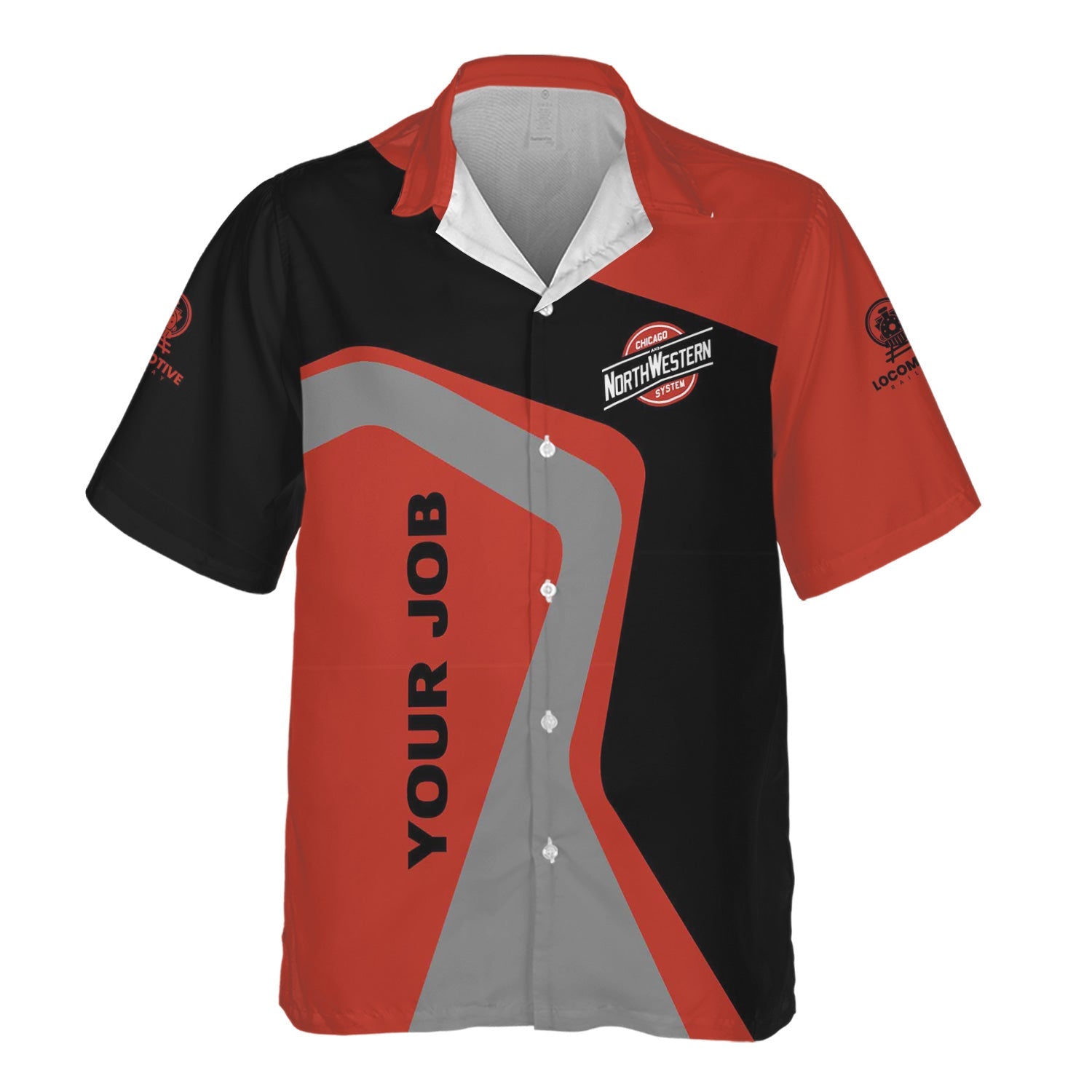 Railspirit Personalized Chicago and North Western Railway Hawaiian Shirt Unique Design with Custom Job Position Train Shirt