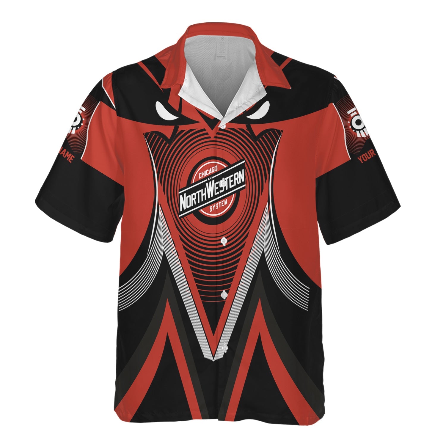 Railspirit Personalized Chicago and North Western Railway Hawaiian Shirt Vibrant Graphic Pattern Shirt For Train Enthusiasts