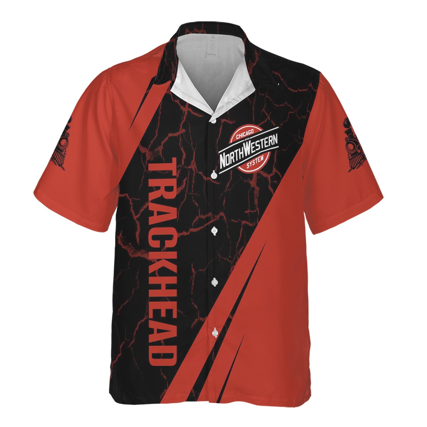 Railspirit Personalized Chicago and North Western Railway Hawaiian Shirt Crackle Texture Style Shirt For Trackhead