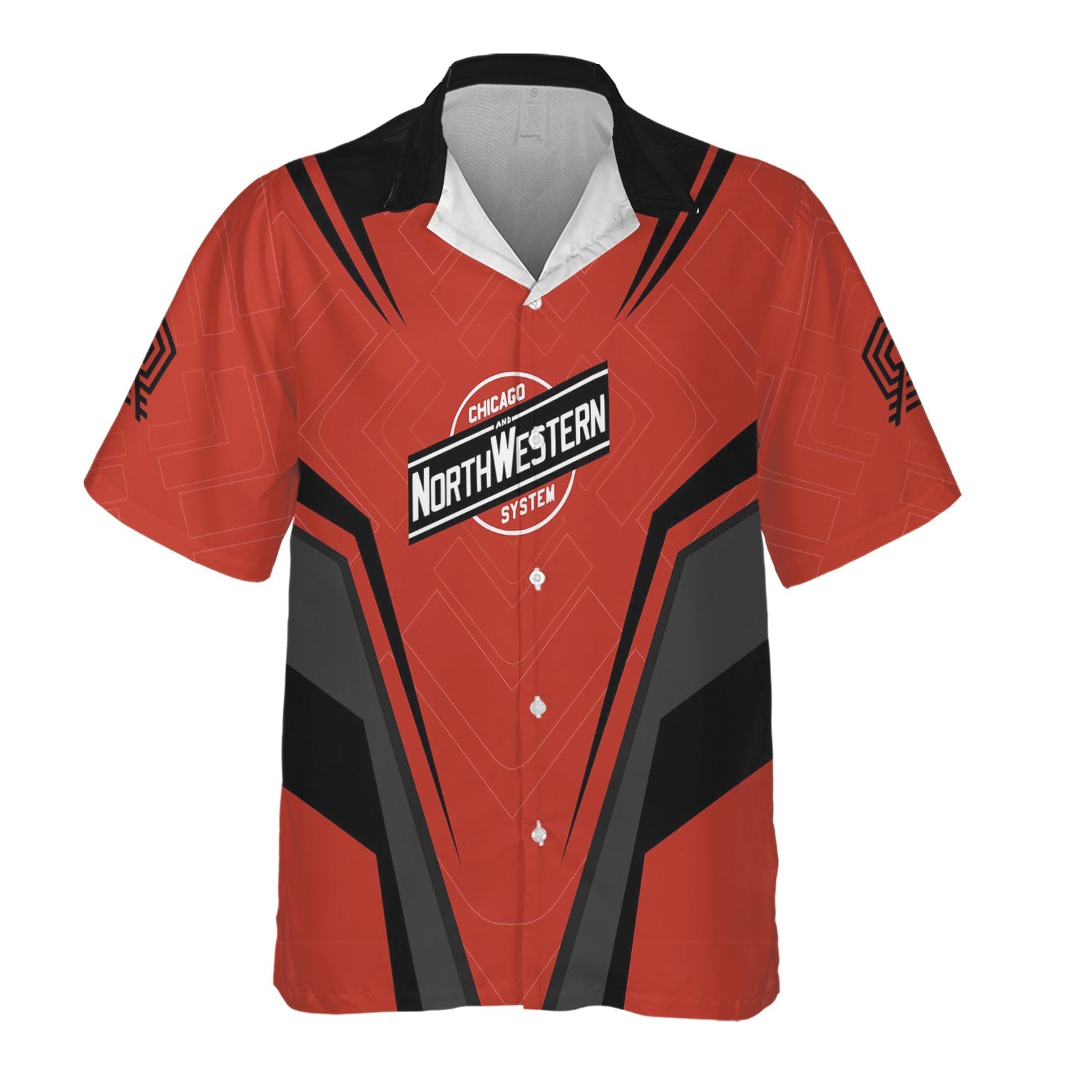 Railspirit Personalized Chicago and North Western Railway Hawaiian Shirt Railway Inspired Apparel Train Shirt For Train Lovers