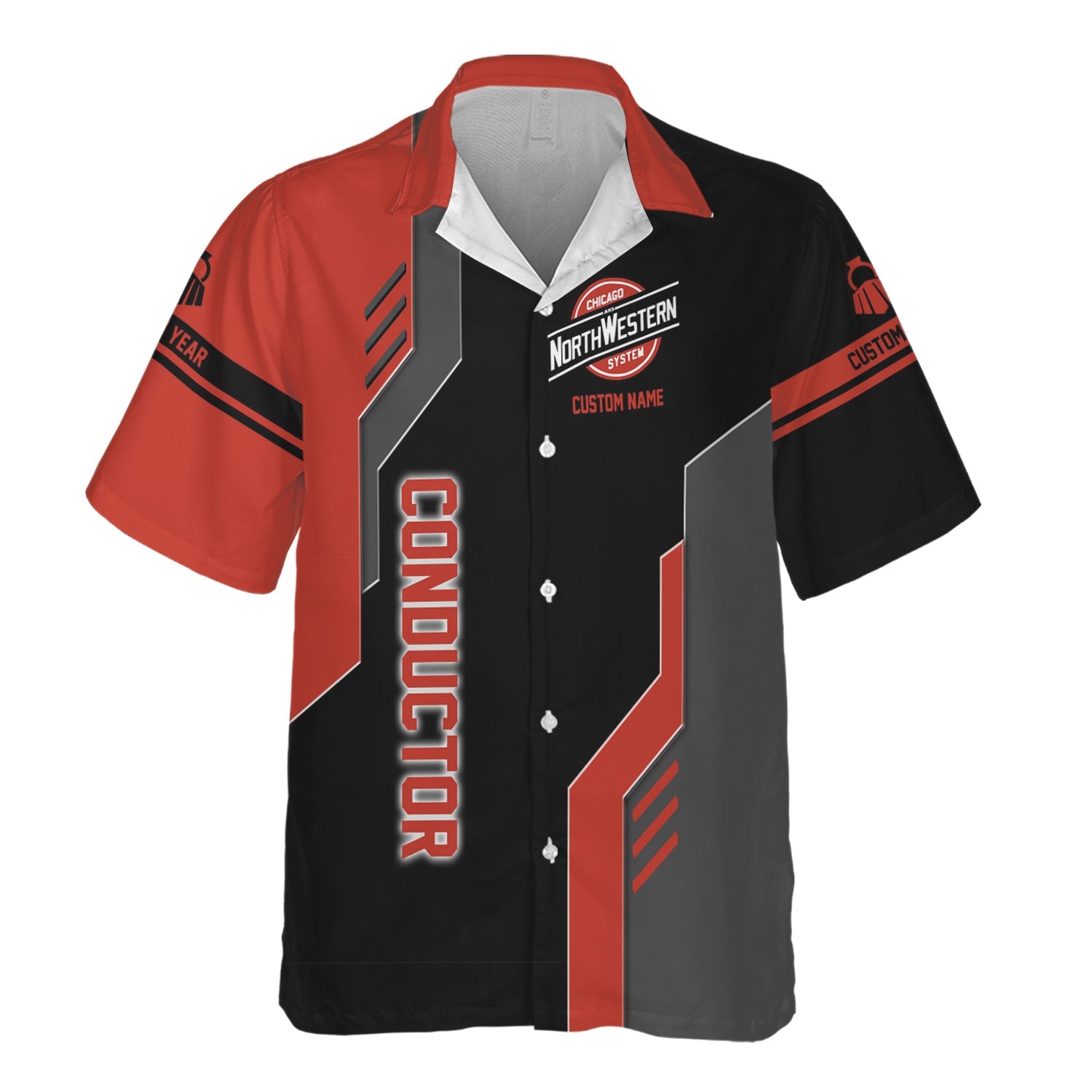 Railspirit Personalized Chicago and North Western Railway Hawaiian Shirt Unique Railway Style with Custom Job Train Shirt