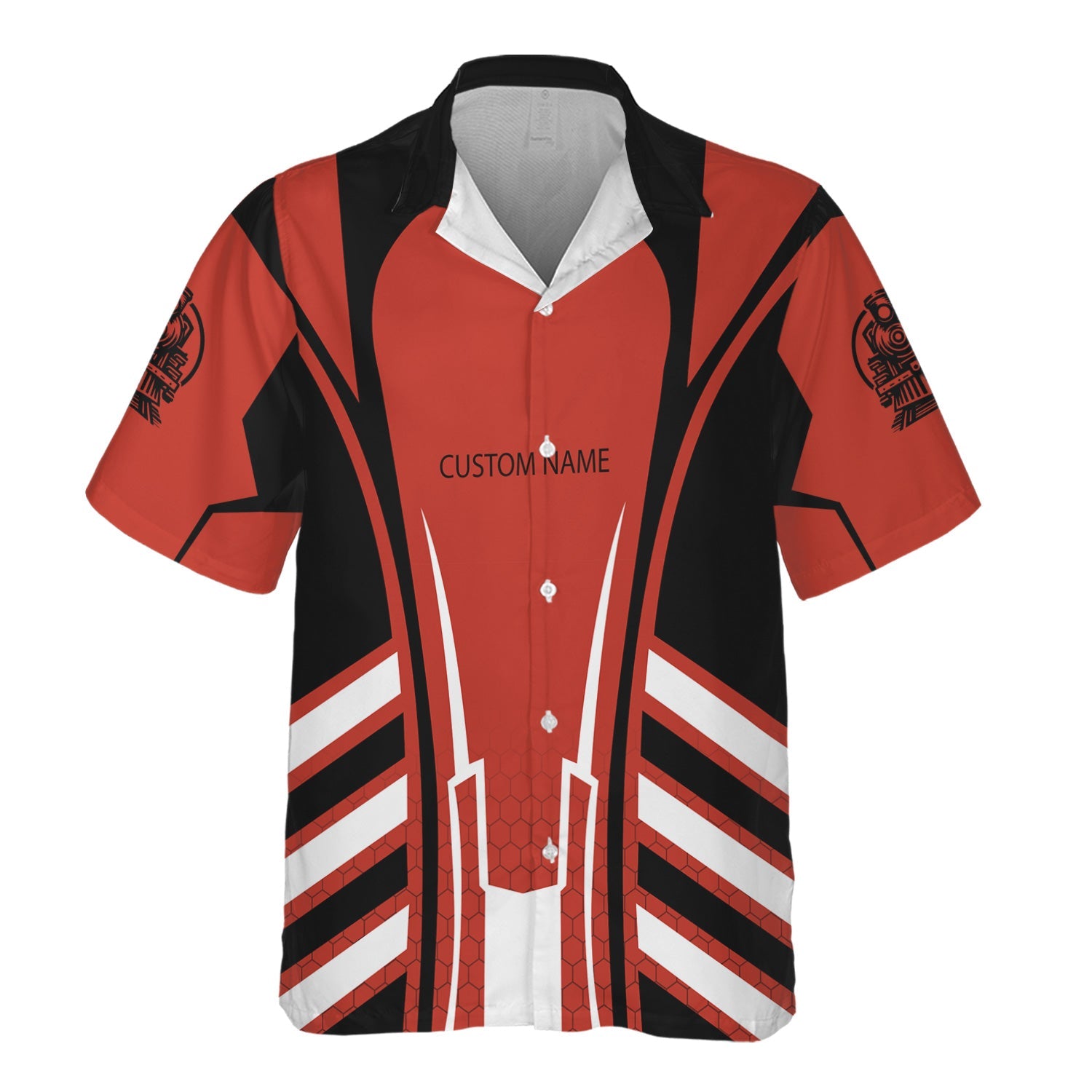 Railspirit Personalized Chicago and North Western Railway Hawaiian Shirt Striped Railroad Style Train Shirt All Over Print