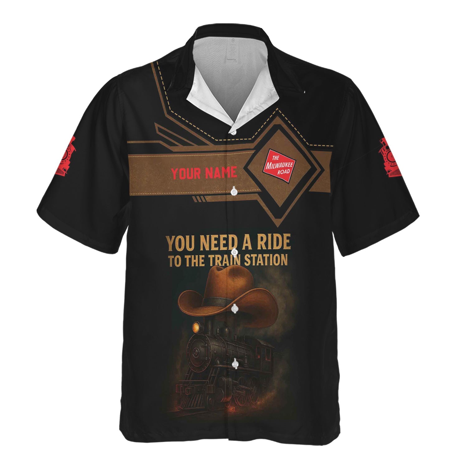 Railspirit Personalized Chicago, Milwaukee, St. Paul and Pacific Railroad Hawaiian Shirt You Need A Ride To The Train Station Milwaukee Road Shirt