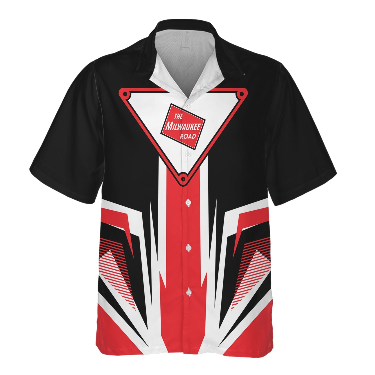 Railspirit Chicago, Milwaukee, St. Paul and Pacific Railroad Hawaiian Shirt Bold Graphic Style Milwaukee Road All Over Printed Shirt