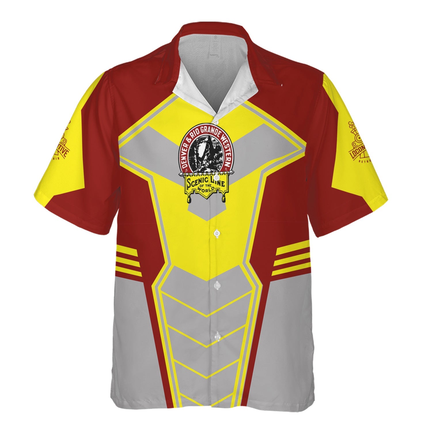 Railspirit Personalized Denver and Rio Grande Western Railroad Hawaiian Shirt Engine-Inspired Style Train Shirt for Railroad Fanatic