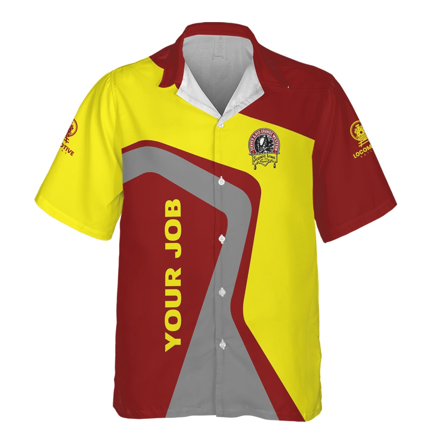 Railspirit Personalized Denver and Rio Grande Western Railroad Hawaiian Shirt Unique Design with Custom Job Position Train Shirt