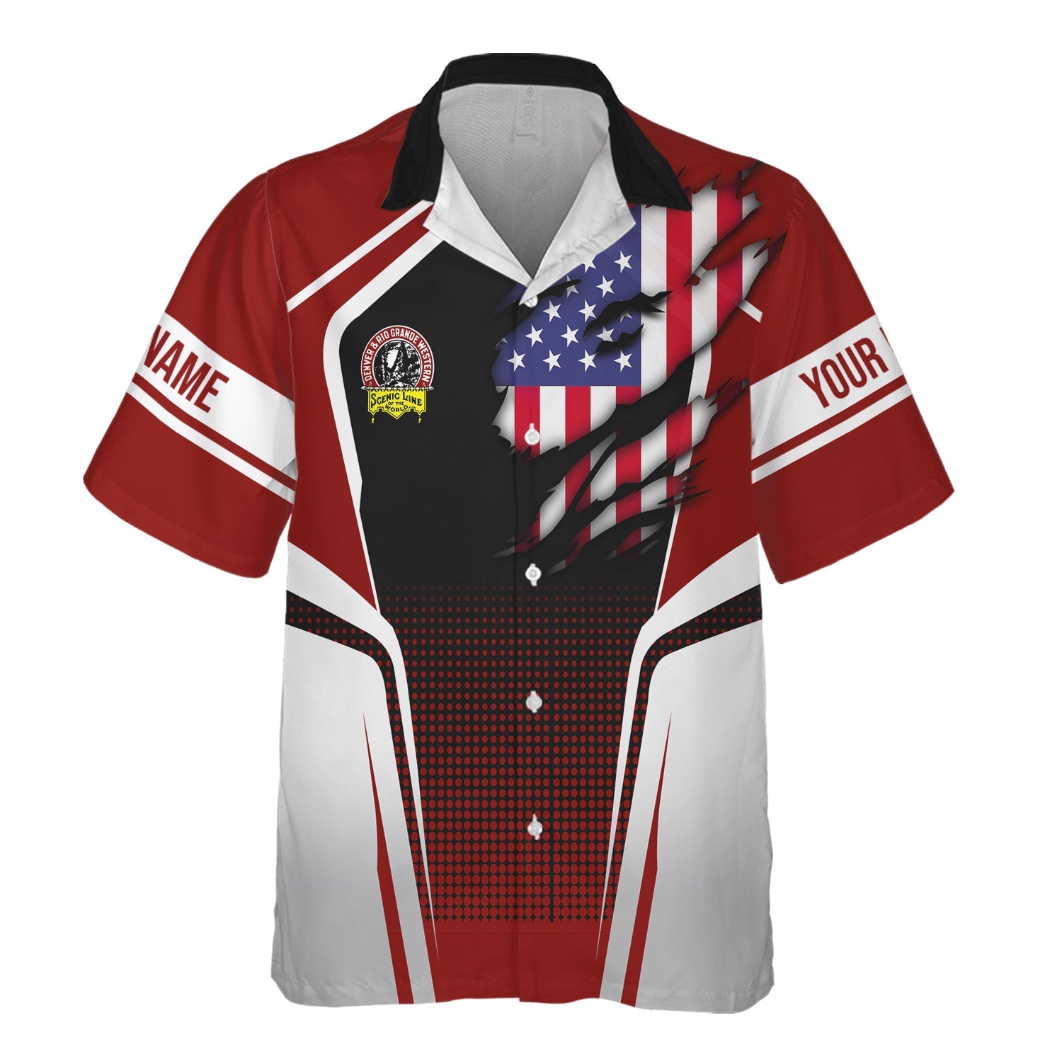 Railspirit Personalized Denver and Rio Grande Western Railroad Hawaiian Shirt American Eagle Vintage Train Shirt