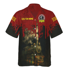 Railspirit Personalized Denver and Rio Grande Western Railroad Hawaiian Shirt Vintage Train Art Style Shirt For Locomotive Fans