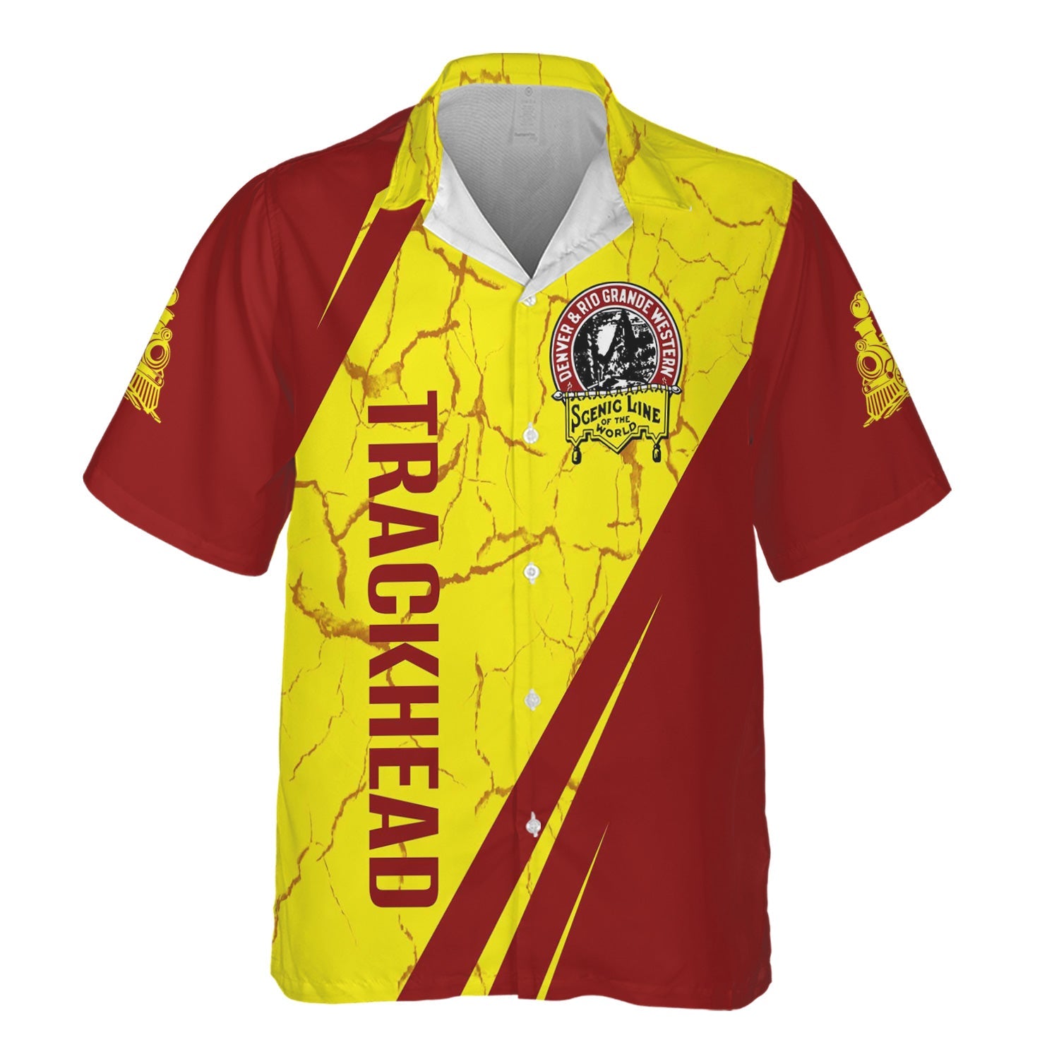 Railspirit Personalized Denver and Rio Grande Western Railroad Hawaiian Shirt Crackle Texture Style Shirt For Trackhead