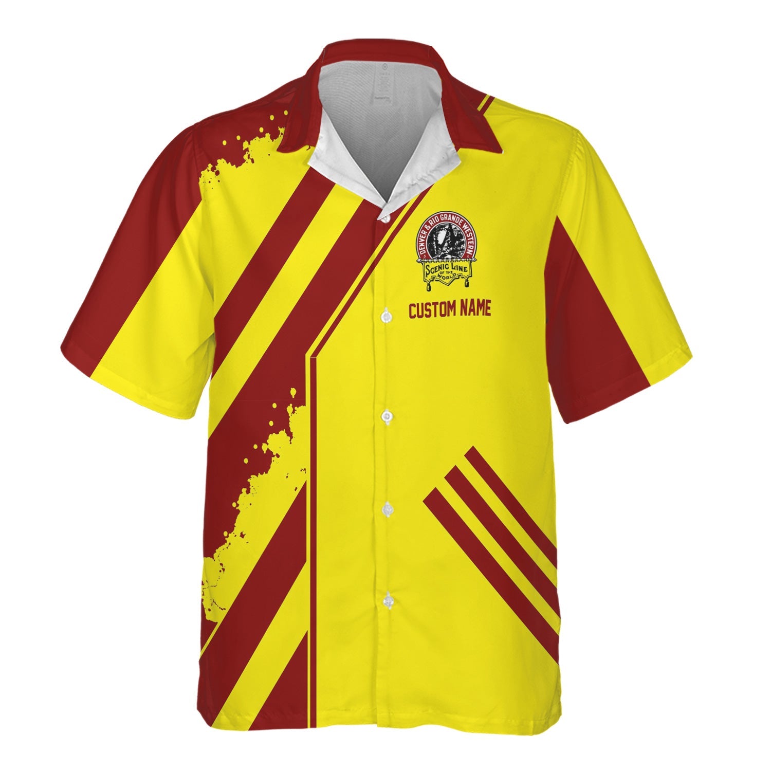 Railspirit Personalized Denver and Rio Grande Western Railroad Hawaiian Shirt Locomotive Design Train Shirt for Train Enthusiast